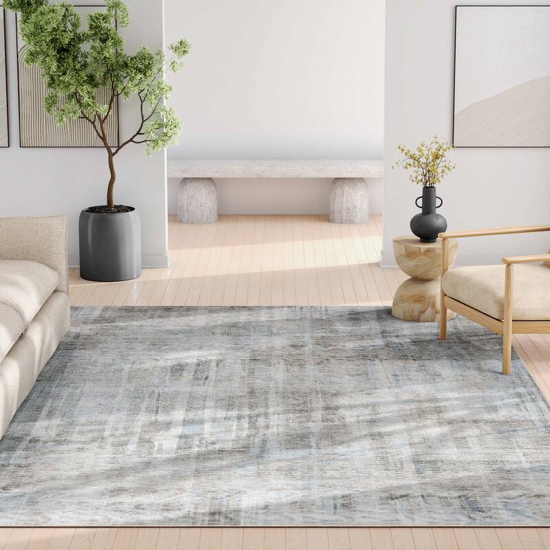 Well Woven Abstract Toronto Modern Brushstroke Flat-Weave Area Rug