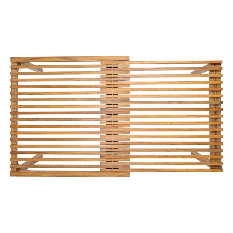 60" Natural Solid Wood Extendable Outdoor Dining Table