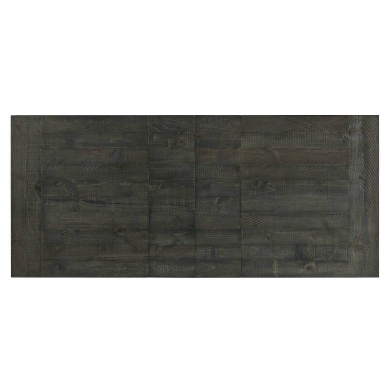Extendable Dining Table Set - 7 Piece Rectangular Table & Chairs - Gray Wood Finish - Seats 8