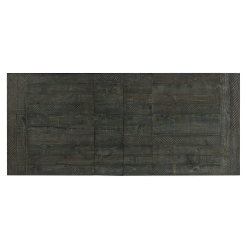 Rectangular Extension Dining Table - 96" Gray Wood Pedestal Table - Rustic Farmhouse Style - 96