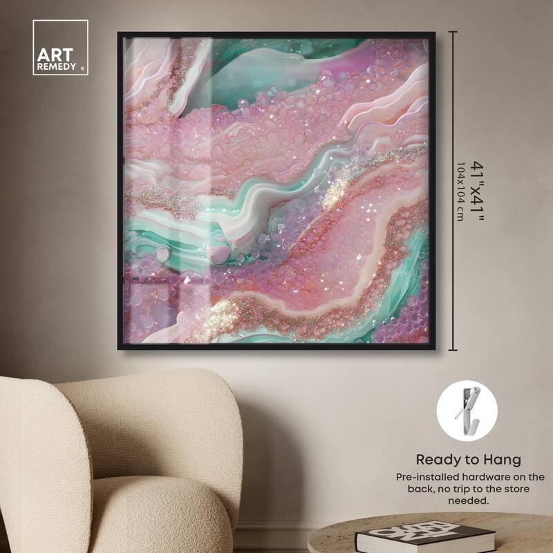 Pink and Mint Crystal III Shadowbox by Art Remedy