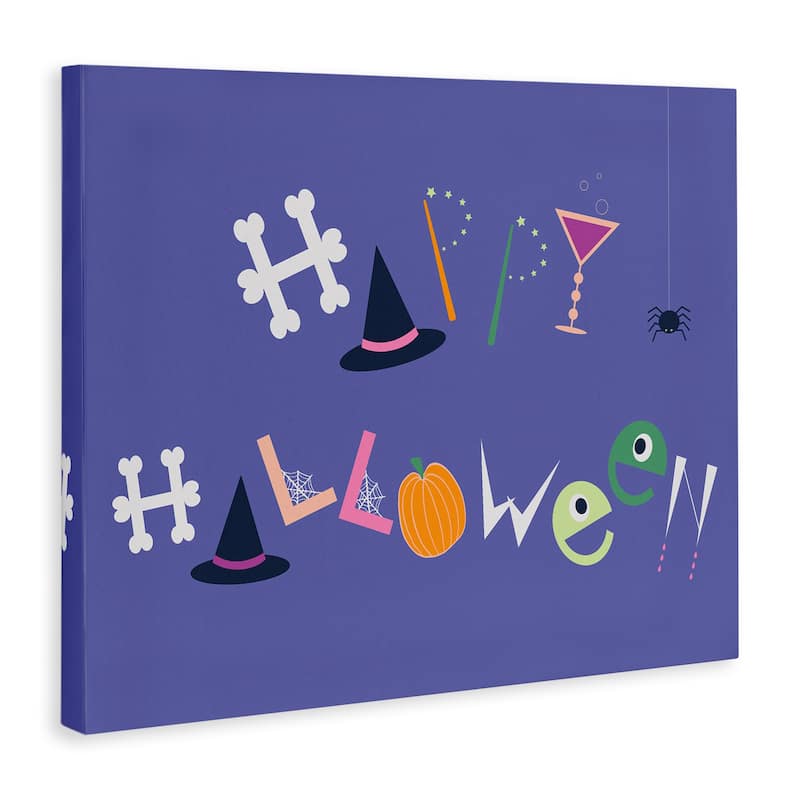 Stupell Eclectic Happy Halloween Canvas Wall Art Design By Sazerelli Designs