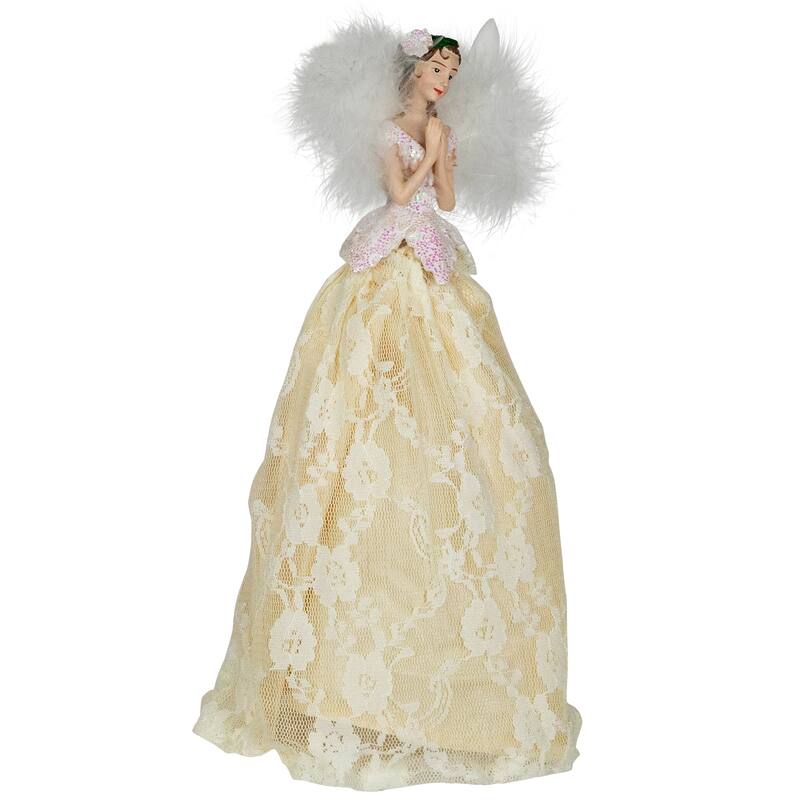 10" Champagne and White Angel Christmas Tree Topper Unlit - 10