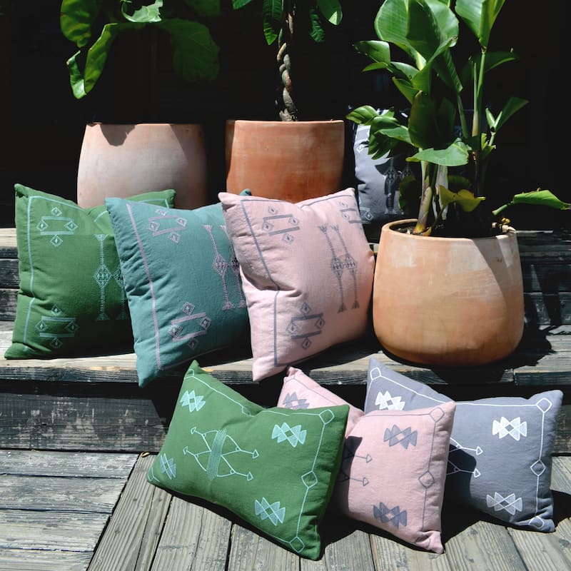 Jiti Indoor Cactus Bohemian Modern Colorful Embroidered Matka Silk Accent Square Throw Pillows Cushions for Sofa Chair 20 x 20