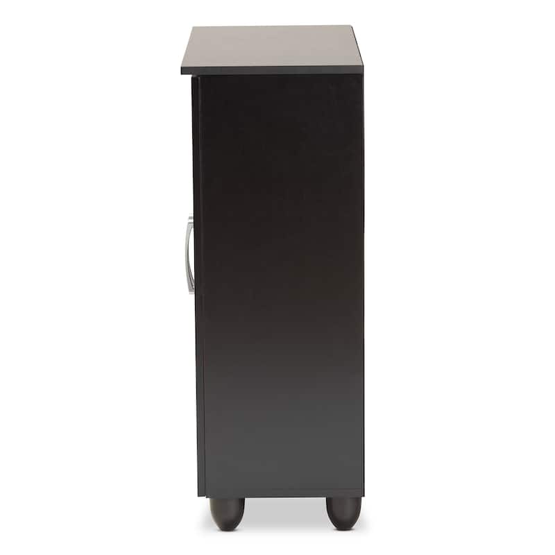 Renley Modern 2-Door Shoe Storage Wood Cabinet in Black