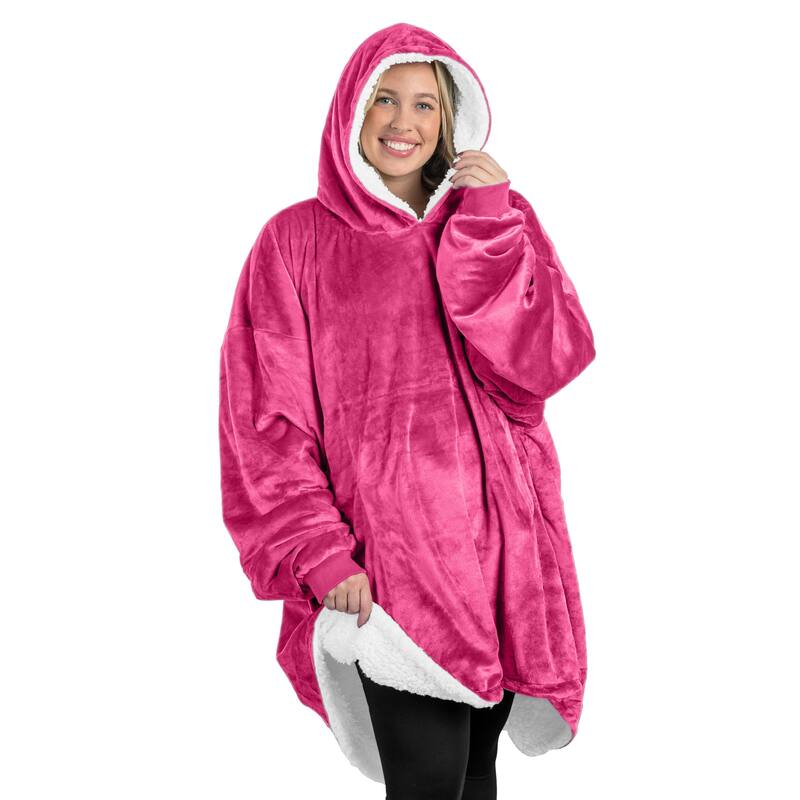 Bare Homey B-Cozy Oversized Sherpa Wearable Blanket - Adult - Pink
