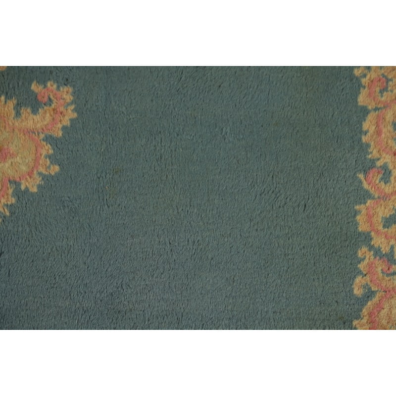 Hand Knotted Oriental 100% Wool Carpet Traditional Medallion Navy Blue & Blues Kerman Area Rug - 8' 9'' X 5' 10''