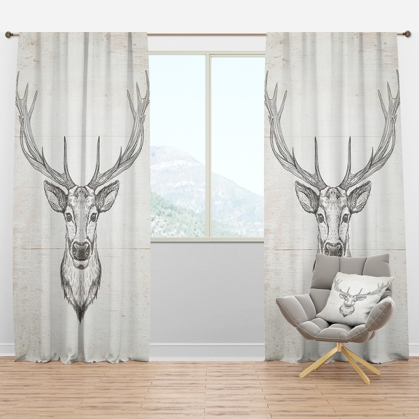 Designart 'Deer Wild and Beautiful IV' Farmhouse Blackout Curtain Panel. Opens flyout.