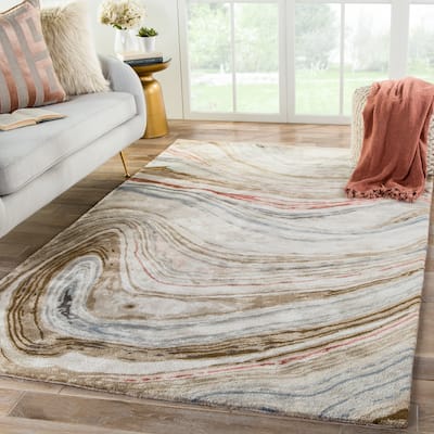 Silver Orchid Leopoldi Handmade Abstract Area Rug