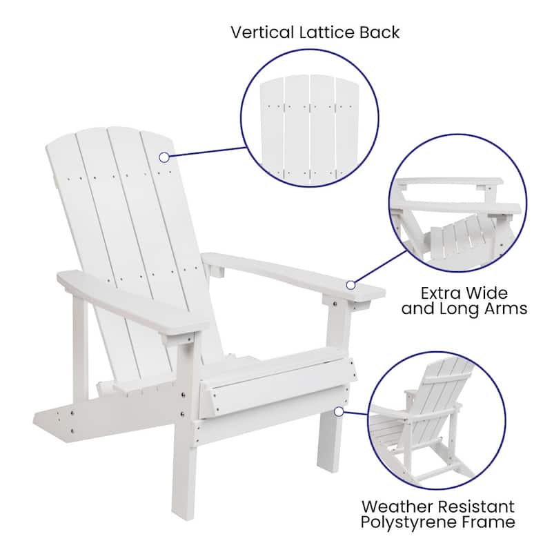 Outdoor All-Weather Poly Resin Wood Adirondack Chair - 29.5"W x 33.5"D x 35"H