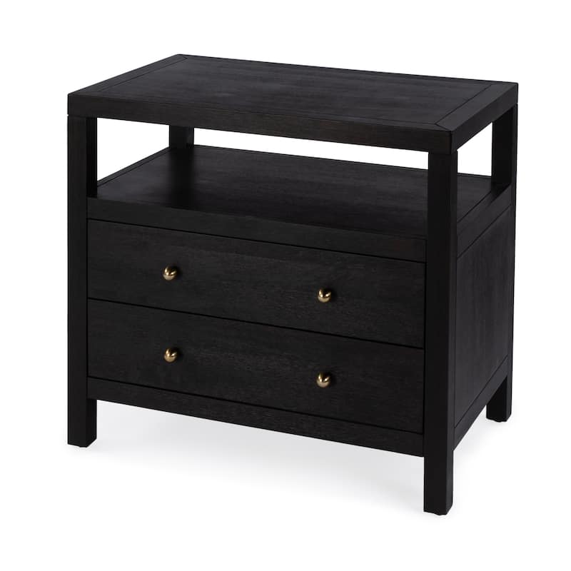 Nora 2-Drawer Wood Wide Nightstand