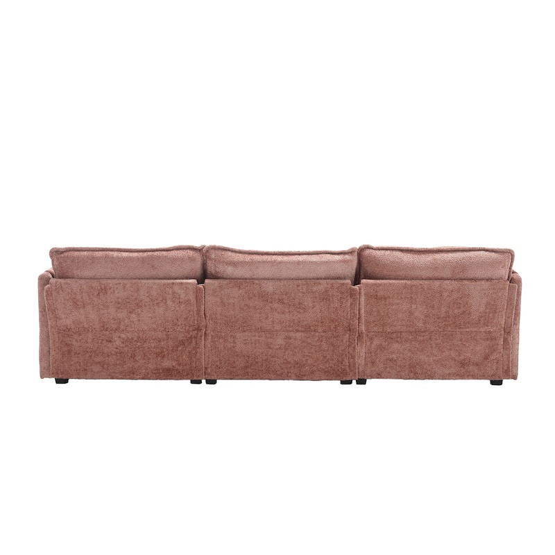 Cloud Chaise Lounge Couch L-shaped Sectional Sofa with Ottoman and Double Layered Seat Cushions for Living Room