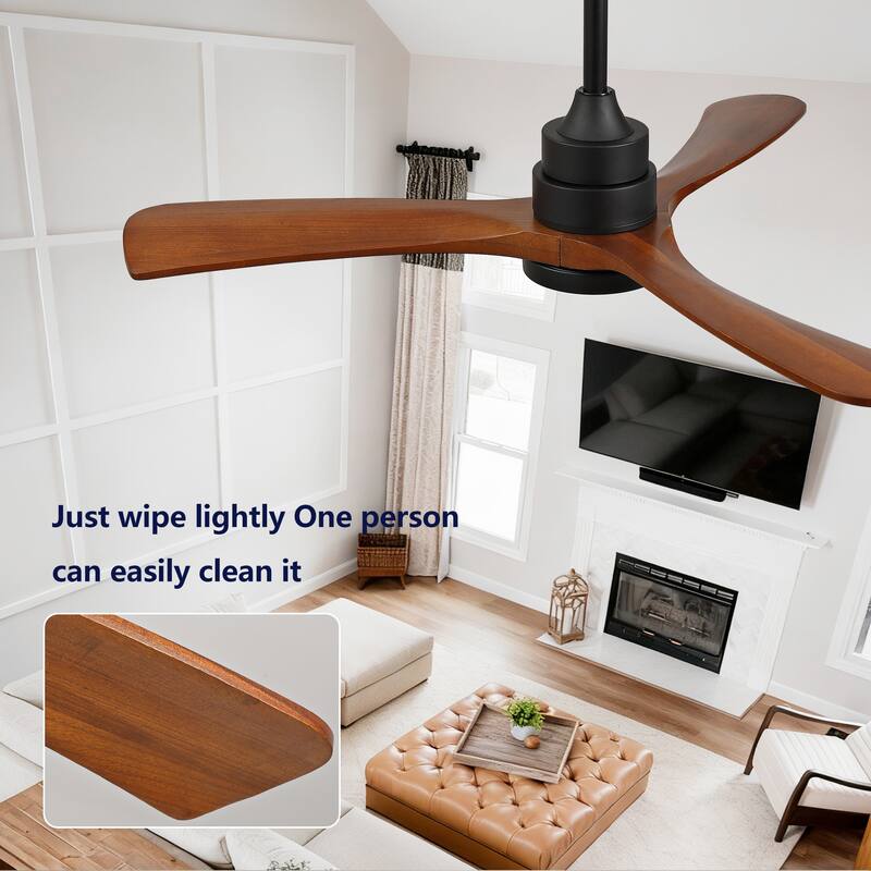 42 Inch Ceiling Fans with Lights and Remote, Outdoor Ceiling Fan for Patios with Light 3 Blades Modern Ceiling Fan - Black