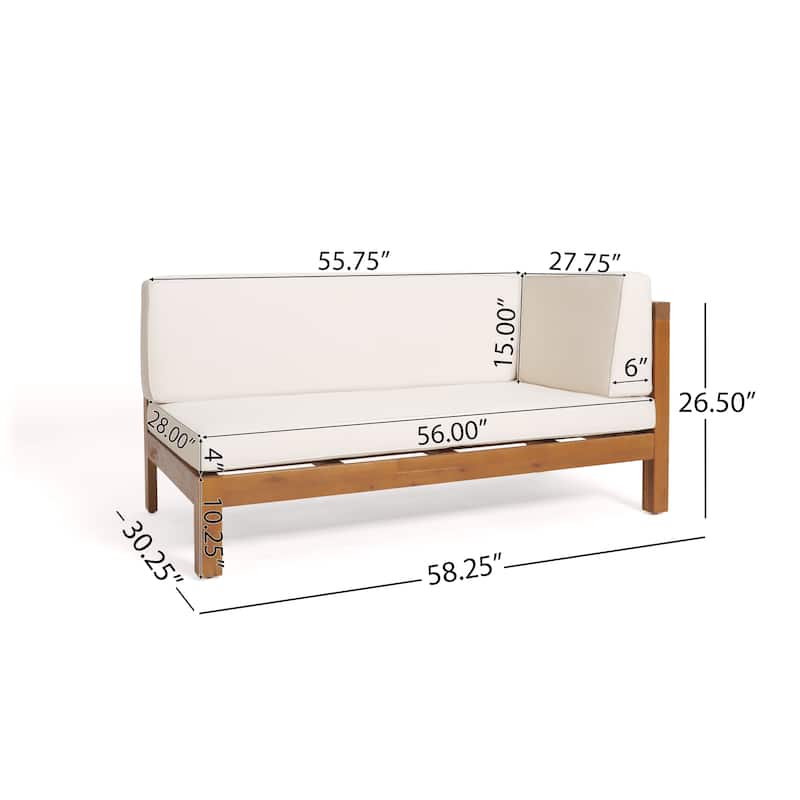 Roomfitters X-Back Corner Bench with Coffee Table, Outdoor Wooden Patio Sofa with Cushions for Garden or Porch
