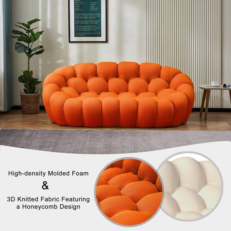 2-Seat Bubble Curved Lazy Sofa Honeycomb Shaped with 3D Textile Fabric for Living Room Salon Apartment