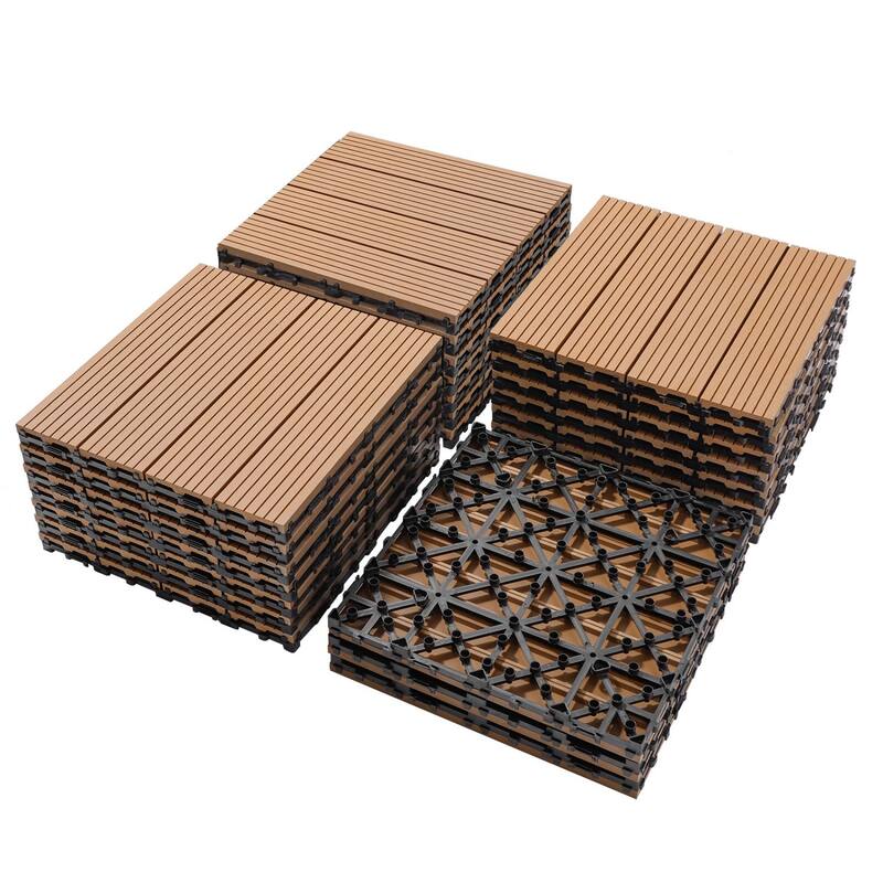 11.8" x 11.8" square wood-plastic composite deck tiles