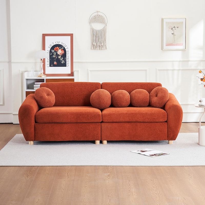 84"Modern Chenille Sofa Couch for Living Room - Orange