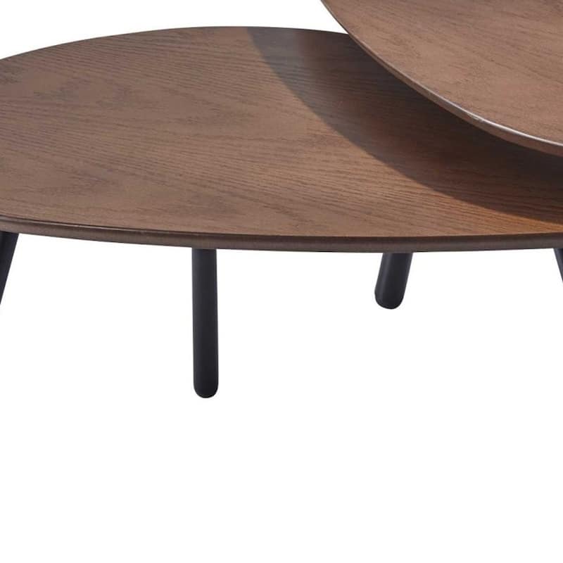 HomeRoots 17" Black And Brown Solid Wood Round Nested Tables - 30.71