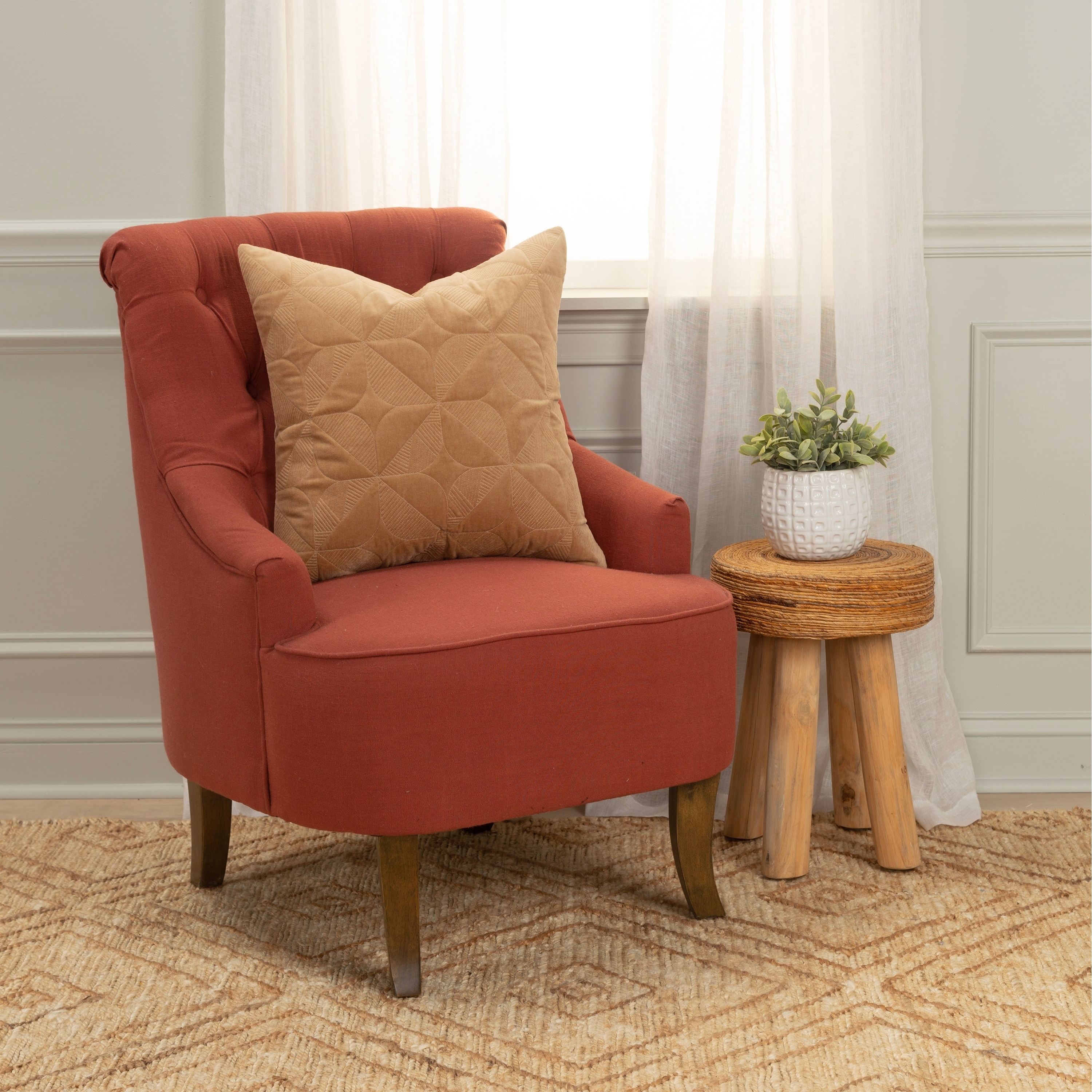 Rizzy Home Transitional Tan Pillow Cover - 20" x 20"