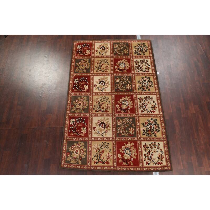 Garden Design Nepalese Vegetable Dye Oriental Wool Area Rug Handmade - 6'1" x 9'8"