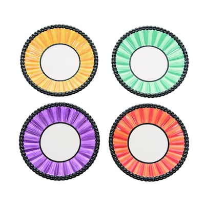 Transpac Ceramic Carnival Embellished Plate Set of 4 Halloween Home Decorations