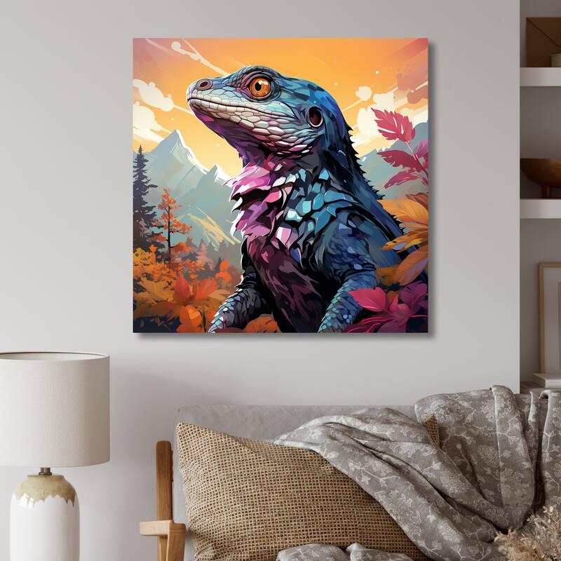 Designart "Salamander Reptile Portrait I" Reptile/Amphibianmetal Wall Art Orange Metal Wall Décor Modern Metal Art Work
