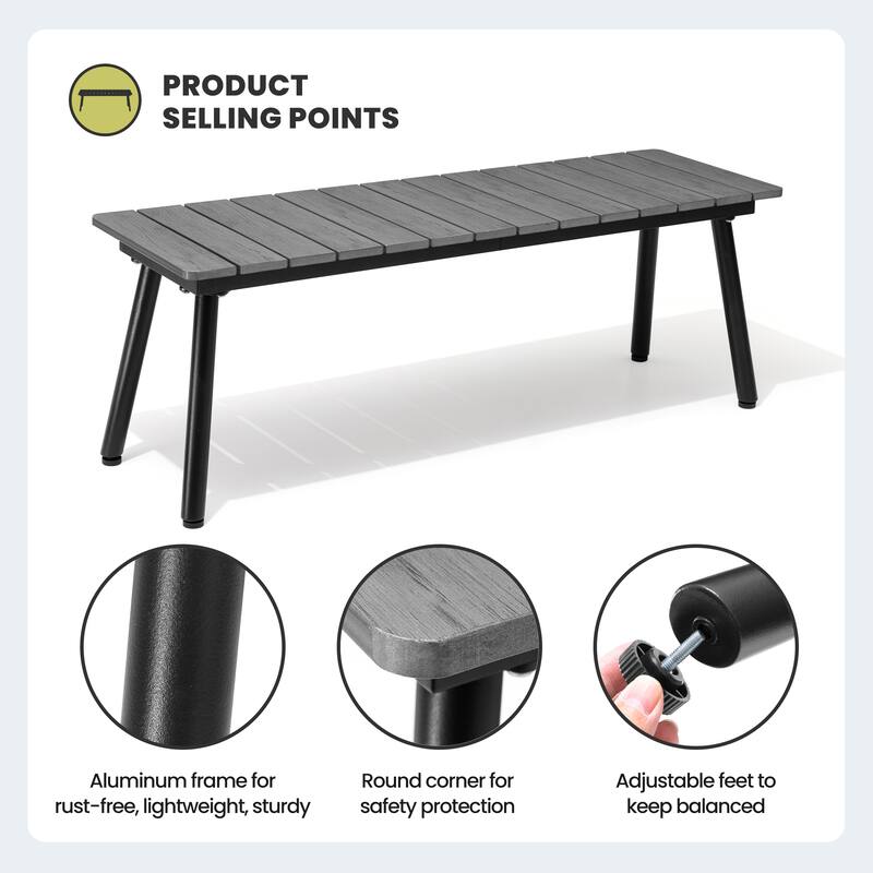 Indoor Outdoor Wood Dining Bench by Crestlive Products - 49.45" W x 14.88" D x 17.48" H