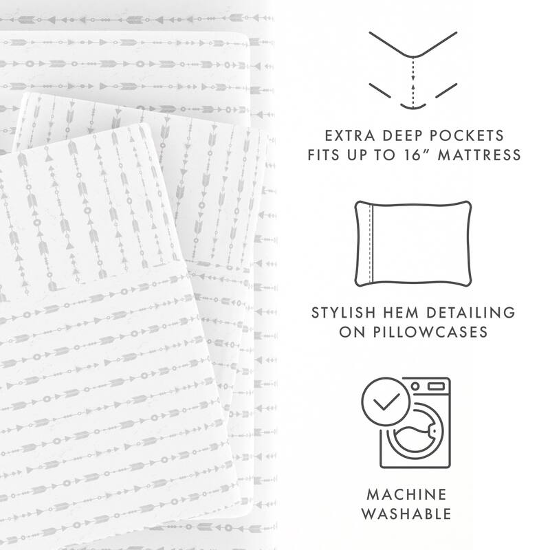 Becky Cameron Beaded Arrows 4-piece Deep Pocket Bed Sheet Set