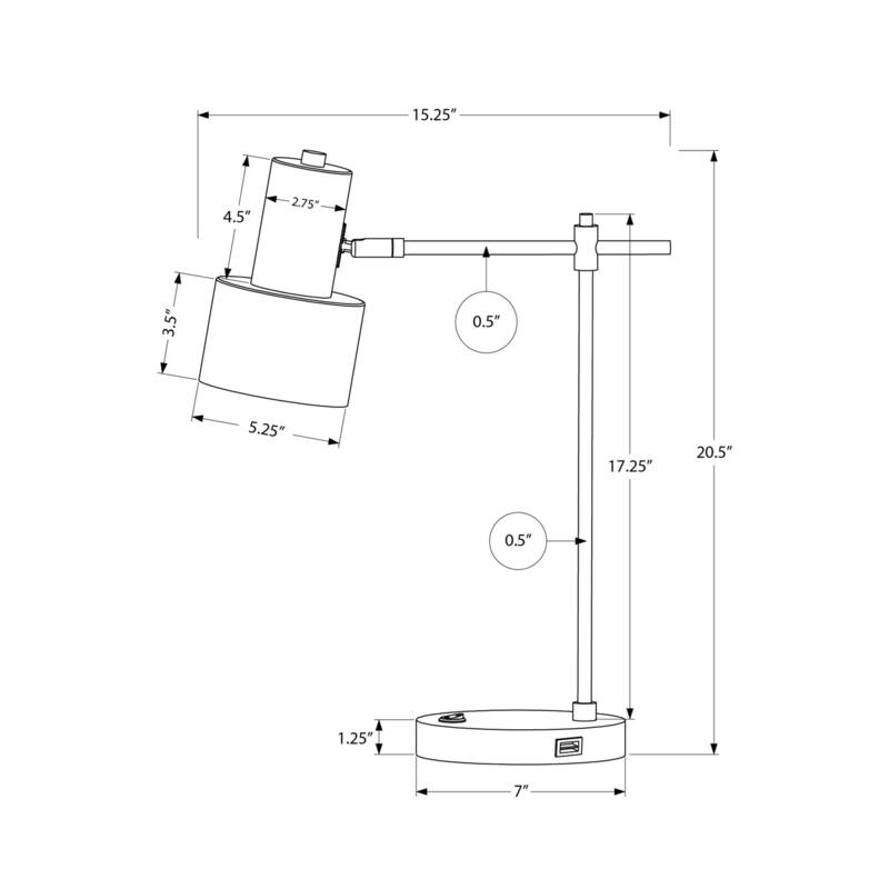 Lighting, 21"h, Table Lamp, Usb Port Included, Black Metal, Black Shade, Modern