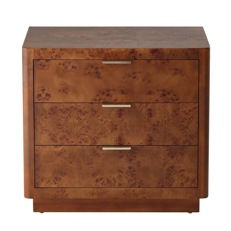 COZAYH Burl Finish Nightstand, Rustic Farmhouse Dresser, Vintage Accent Wood Storage Bedside Table, Fully Assembled