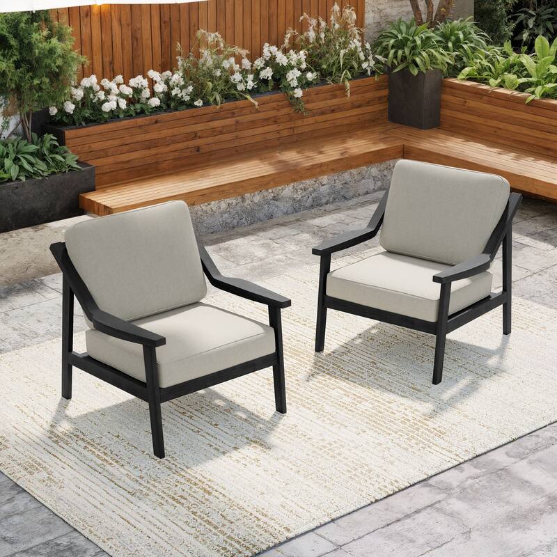 Solid Wood Outdoor Arm Chair Loveseat with Cushion