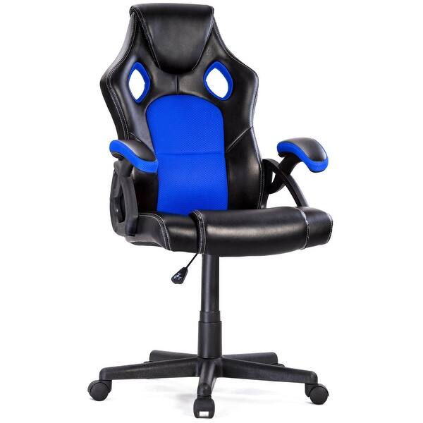Pu Leather Executive Bucket Seat Racing Style Office Chair Computer Desk Task Blue Blue Overstock