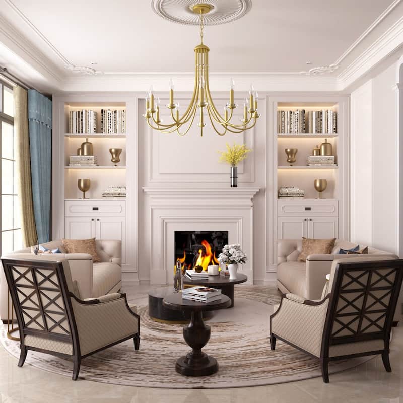 Acroma 12 - Light Dimmable Empire Gold Chandelier