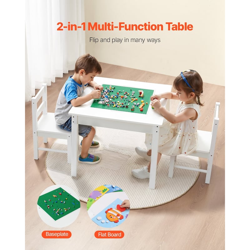 Toddler Table and Chair Set with Double-Sided Tabletop - 25.6 x 25.6 x 20.94 in