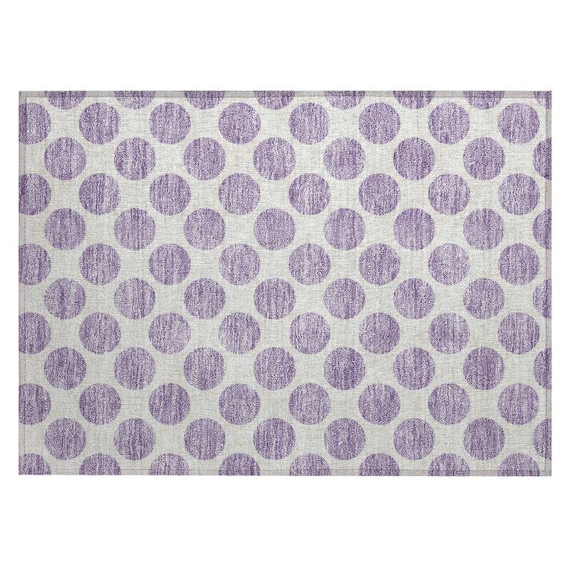 Machine Washable Indoor/ Outdoor Polka Dots Chantille Rug