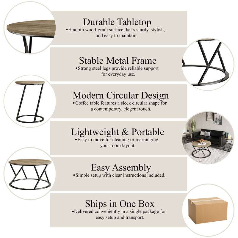 CraftPorch Elegance 3- Pieces Coffee Table Set