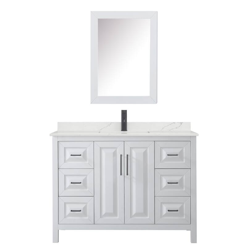 Daria 48-inch Single Vanity, Single Hole Quartz Top, Med Cabinet