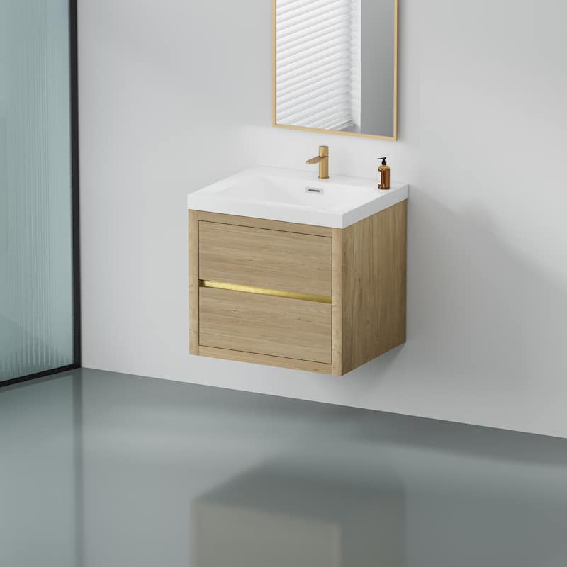 24" Wall-Mounted Bathroom Vanity with Sink