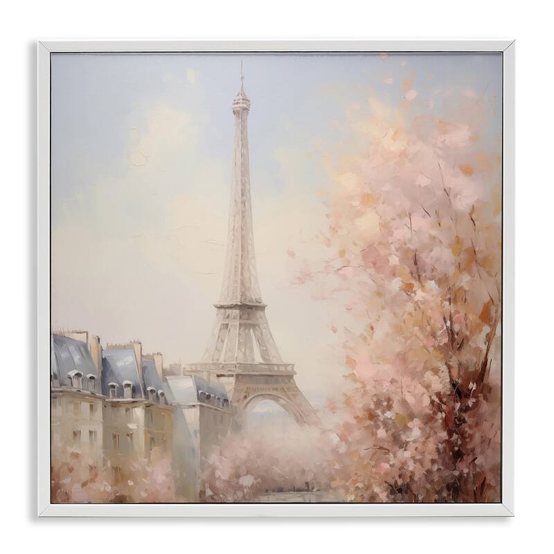 Stupell Parisian Eiffel Tower Cityscape Framed Giclee Art Design By Arlington Prints - 12 x 12 - White