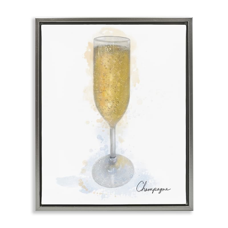 Stupell Champagne Glass Shimmer Framed Floater Canvas Wall Art Design By Matthew Piotrowicz - 17 x 21 - Grey