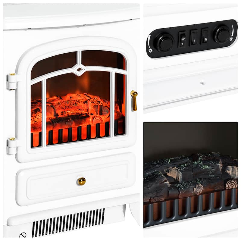 HOMCOM 1500W Portable Electric Fireplace Heater with 216 Sq. Ft. Radius