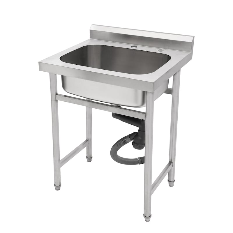 25" x 22" Stainless Steel Large Utility Sink Single Bowl, Freestanding Commercial Restaurant Sink, Utility Sink
