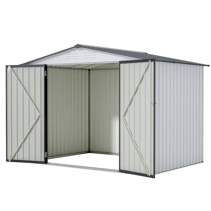 GDFStudio - Eleanor Spacious Outdoor All-Weather Metal Storage Shed with Secure Double Doors - 8 x 6 ft