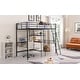 preview thumbnail 5 of 28, Artsy Twin Size Metal Loft Bed and Built-in Desk and Shelves, Black