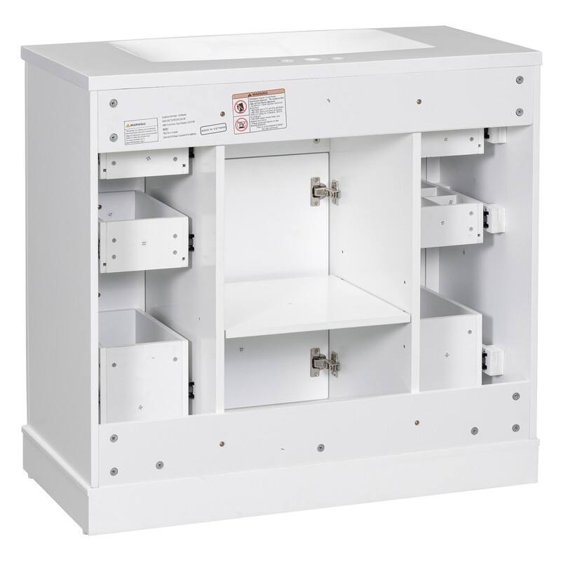 36" Bathroom Vanity with Sink Combo, One Cabinet and Six Drawers, Solid Wood and MDF Board