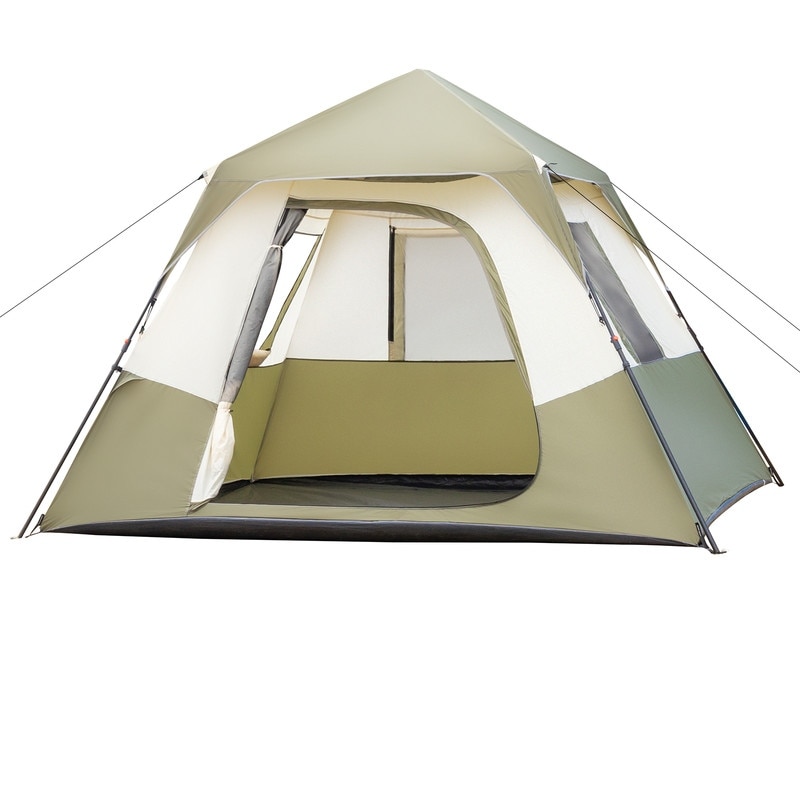 6 Person Beige Green Family Camping Tent 6 person