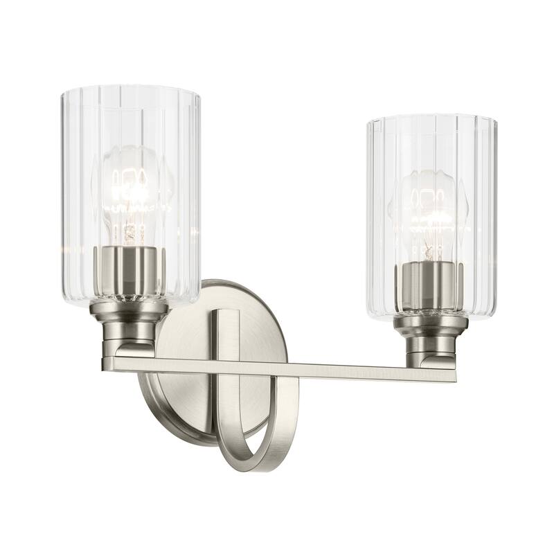 Kichler Lighting Gioe 14.25" 2-Light Vanity Light with Clear Fluted Glass in Brushed Nickel