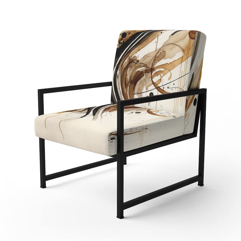 Designart "Brown And Black Movement I" Upholstered Modern & Contemporary Accent Chair and Modern & Contemporary Arm Chair