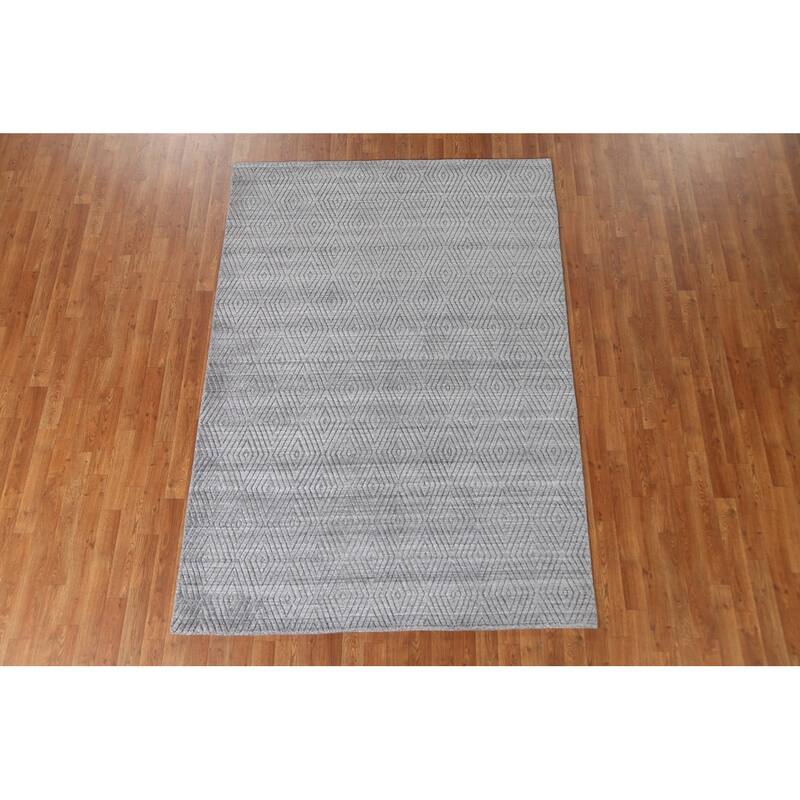 Diamond Pattern Gabbeh Contemporary Wool Area Rug Handmade - 5'4" x 7'7"