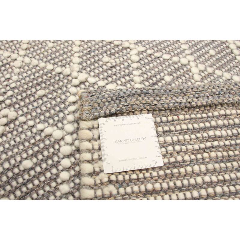 ECARPETGALLERY Braid weave Sienna Grey Wool Rug - 5'1 x 8'1